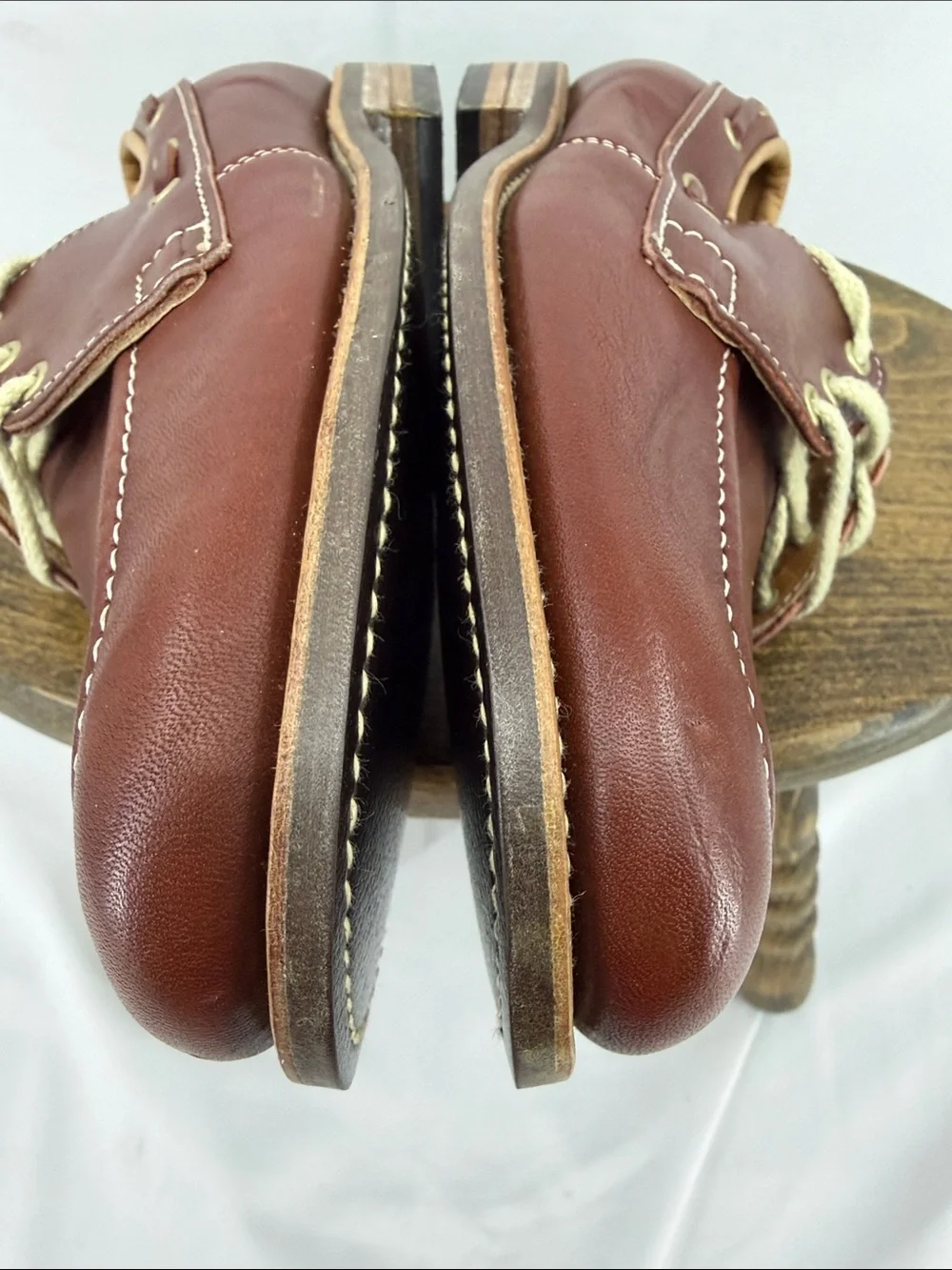 Unused! Vintage Foot Traits Boys Classic Brown Leather Loafers Boat Shoes, sz 5